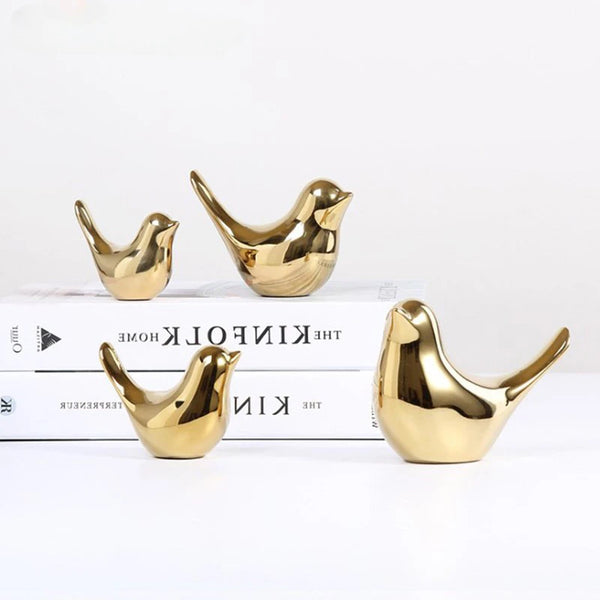 Figurine d’oiseau 4 tailles nordique céramique or statue d’animal bijoux décoration de la maison salon décoration de table . - CHiCLiKi