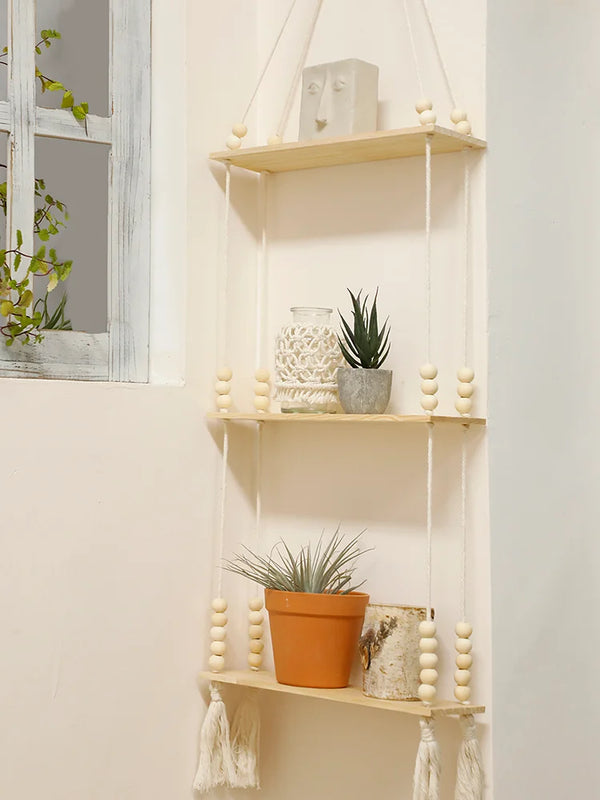 L'Etagère décorative suspendue en bois et macramé - CHiCLiKi
