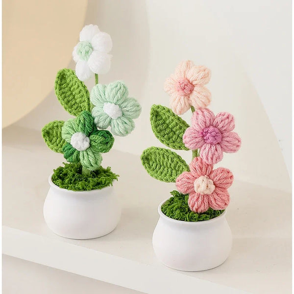 Tulipes en pot au crochet faites main - Mini fleurs au crochet - Décoration florale éternelle et cadeau unique - CHiCLiKi