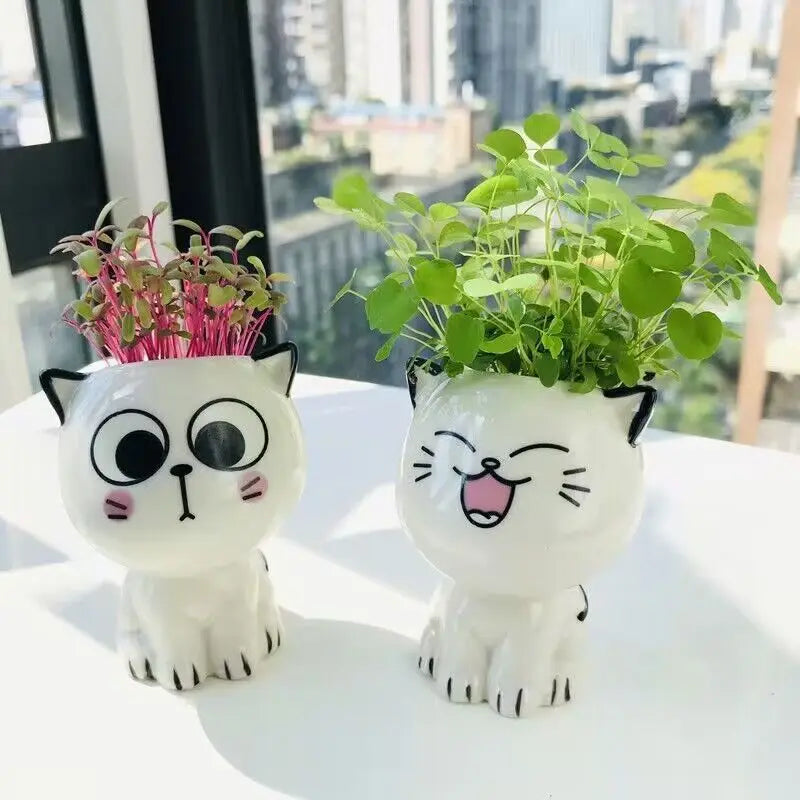 Pot de fleurs en céramique mini chat – Mignon et ludique - CHiCLiKi