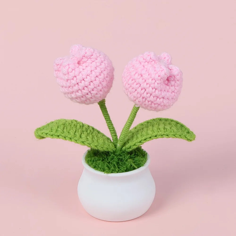 Tulipes en pot au crochet faites main - Mini fleurs au crochet - Décoration florale éternelle et cadeau unique - CHiCLiKi