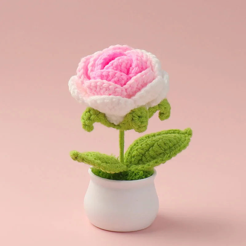 Tulipes en pot au crochet faites main - Mini fleurs au crochet - Décoration florale éternelle et cadeau unique - CHiCLiKi