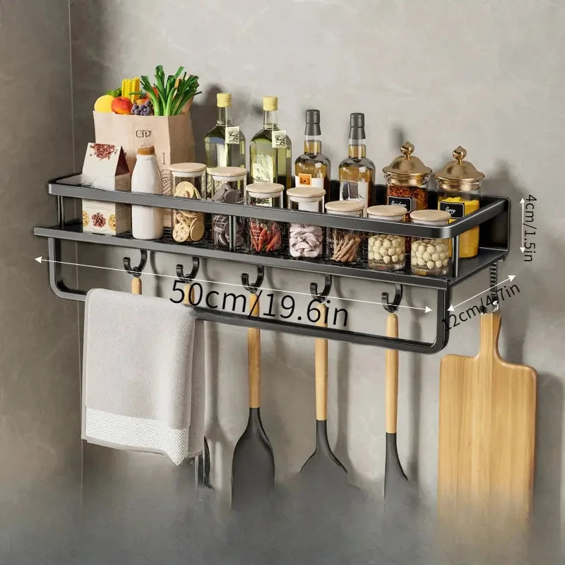 Étagère De Cuisine Étagère De Rangement D’épices Spatule De Cuisine Murale Cuillère Crochet Porte-Serviettes Adapté Cuisine Et Salle De Bain Rangement D’articles - CHiCLiKi