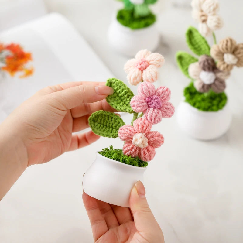 Tulipes en pot au crochet faites main - Mini fleurs au crochet - Décoration florale éternelle et cadeau unique - CHiCLiKi