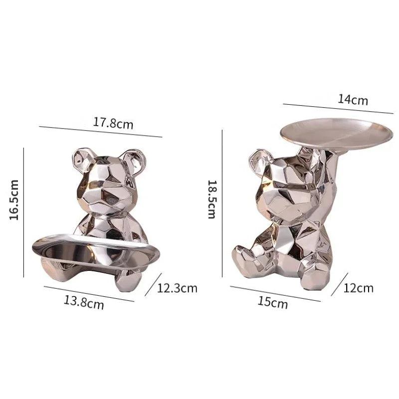 Statue d'ours géométrique avec plateau de rangement cosmétique, - CHiCLiKi