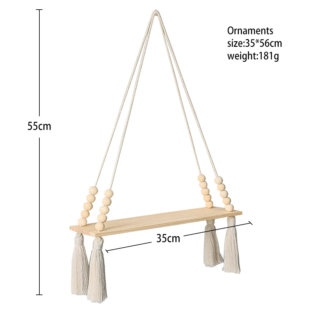 L'Etagère décorative suspendue en bois et macramé - CHiCLiKi