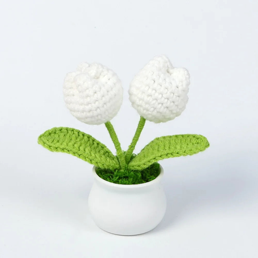 Tulipes en pot au crochet faites main - Mini fleurs au crochet - Décoration florale éternelle et cadeau unique - CHiCLiKi