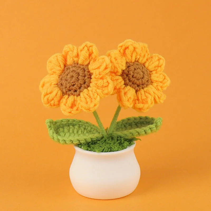 Tulipes en pot au crochet faites main - Mini fleurs au crochet - Décoration florale éternelle et cadeau unique - CHiCLiKi