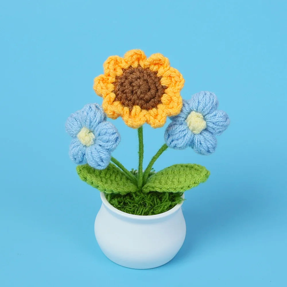 Tulipes en pot au crochet faites main - Mini fleurs au crochet - Décoration florale éternelle et cadeau unique - CHiCLiKi
