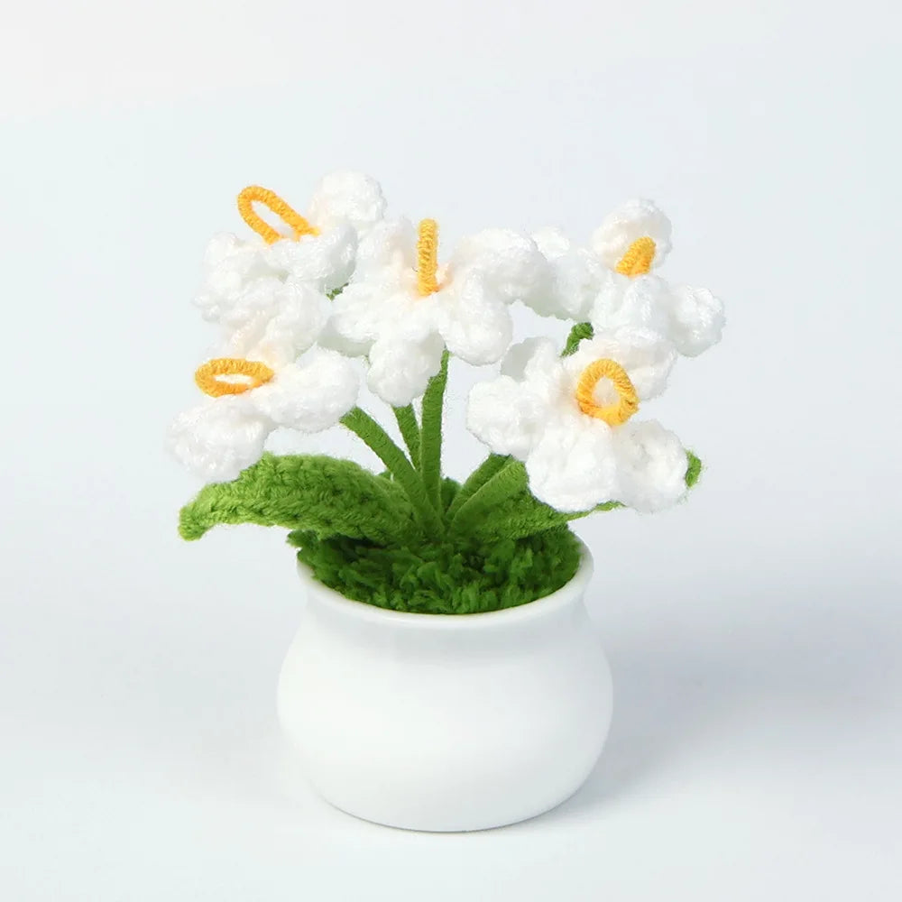Tulipes en pot au crochet faites main - Mini fleurs au crochet - Décoration florale éternelle et cadeau unique - CHiCLiKi