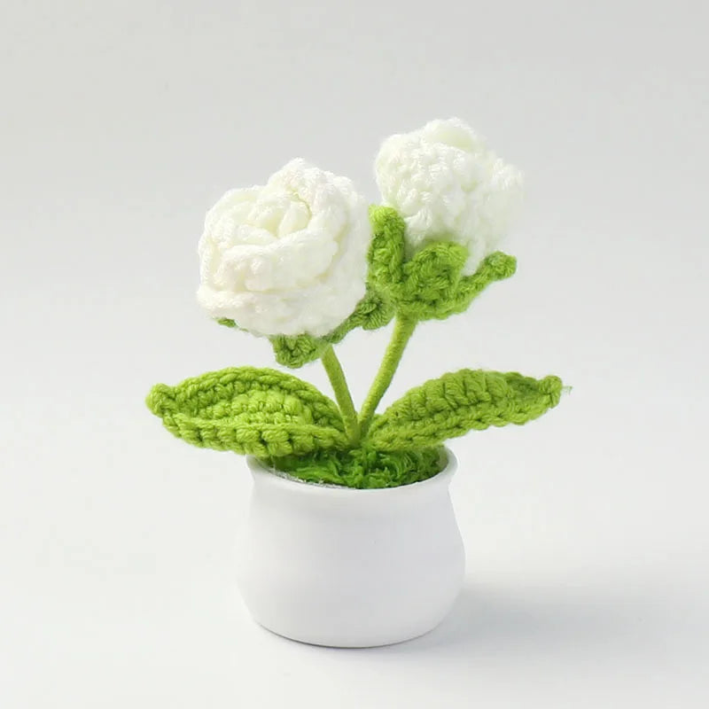 Tulipes en pot au crochet faites main - Mini fleurs au crochet - Décoration florale éternelle et cadeau unique - CHiCLiKi