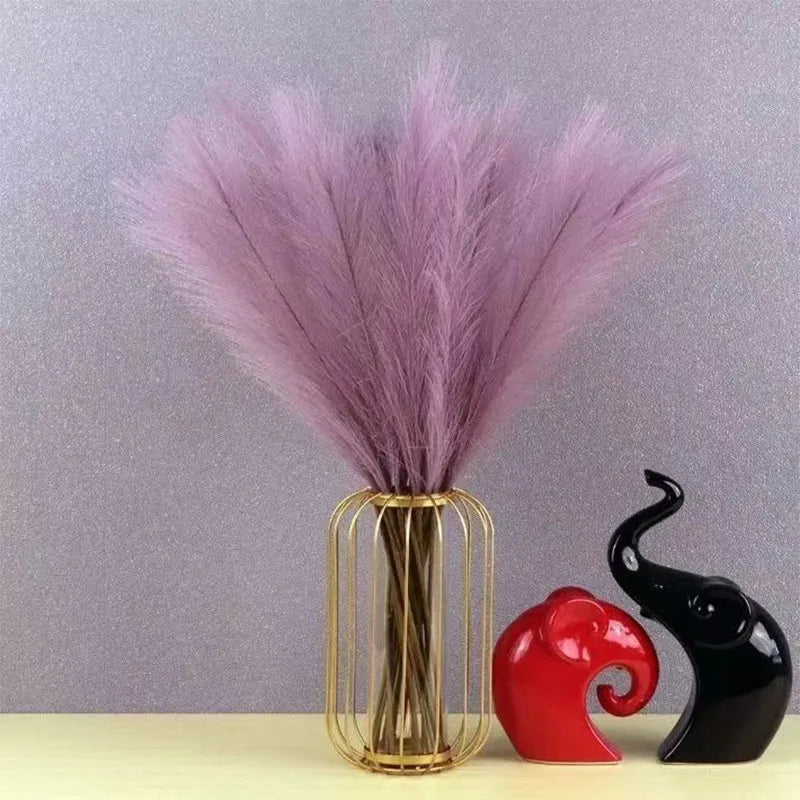 10PCS Artificial Pompous Grass Pompass Branches Fake Fluffy Stems Plants Vase Filler for Home Boho Decor Flower Arrangement - CHiCLiKi