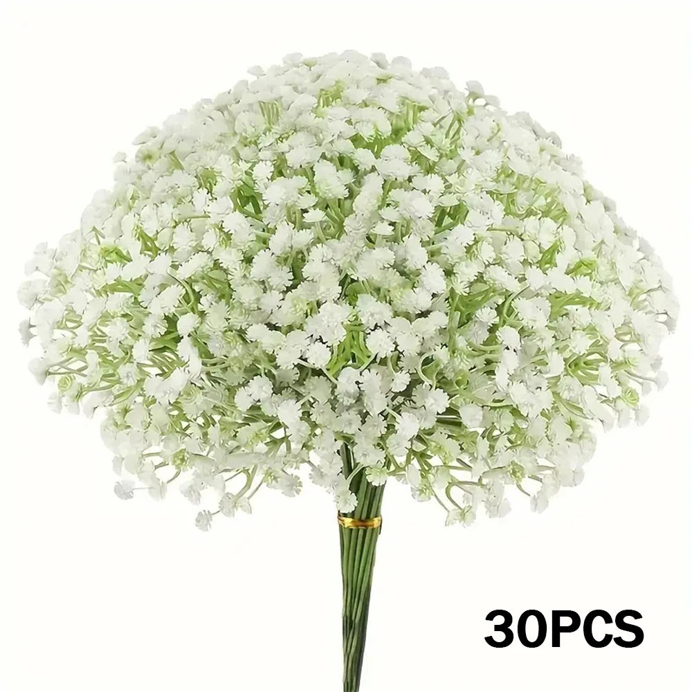 30pcs Artificiel Souffle De Bébé Fleurs Vrai Toucher Gypsophile Approprié Pour Mariage Mariée Fiançailles Maison Ornement Décoration De La Chambre - CHiCLiKi
