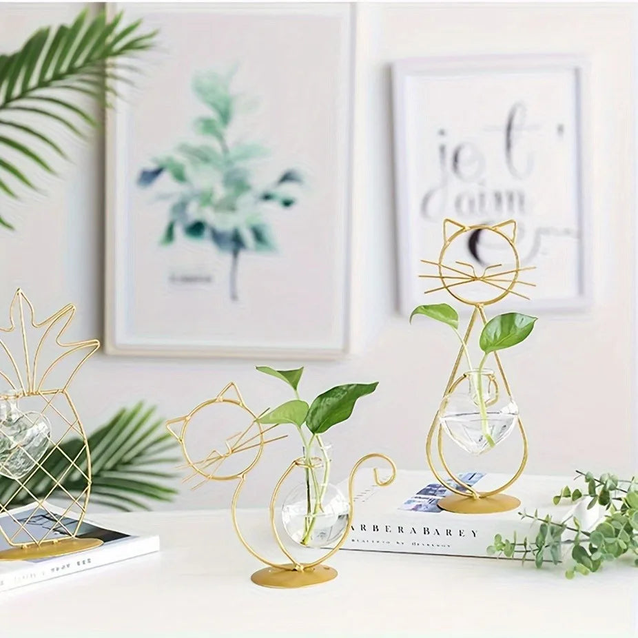 Support pour plante en métal en forme de chat – Décoration d'intérieur élégante et unique - CHiCLiKi