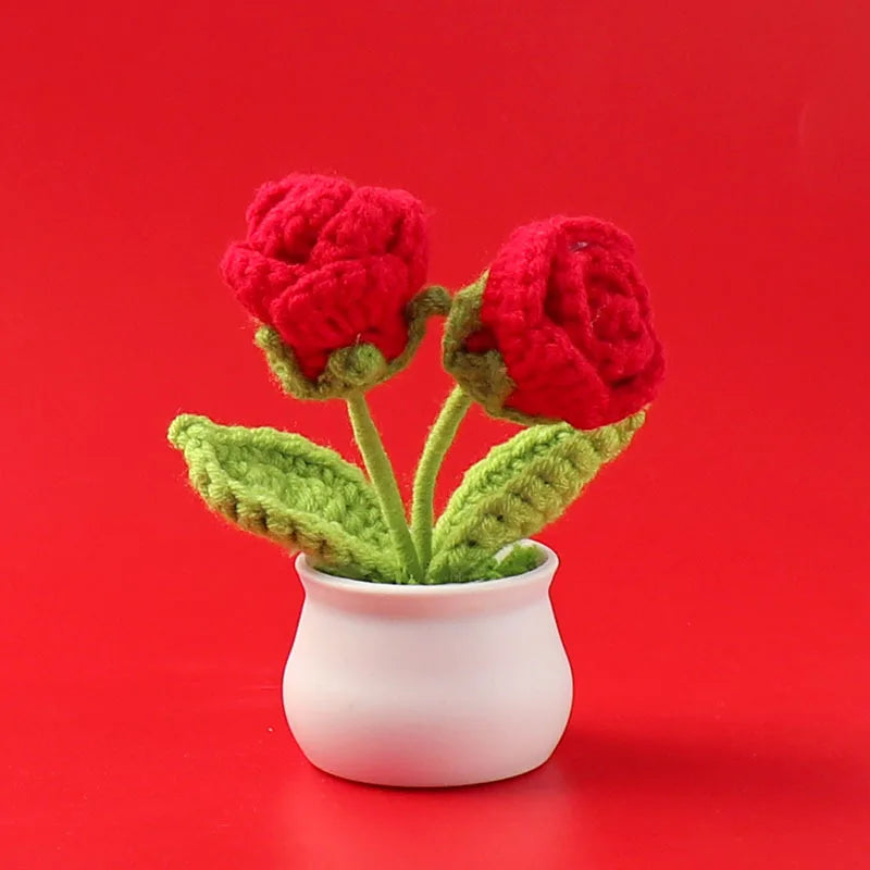 Tulipes en pot au crochet faites main - Mini fleurs au crochet - Décoration florale éternelle et cadeau unique - CHiCLiKi