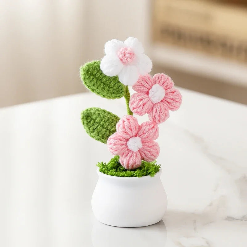 Tulipes en pot au crochet faites main - Mini fleurs au crochet - Décoration florale éternelle et cadeau unique - CHiCLiKi