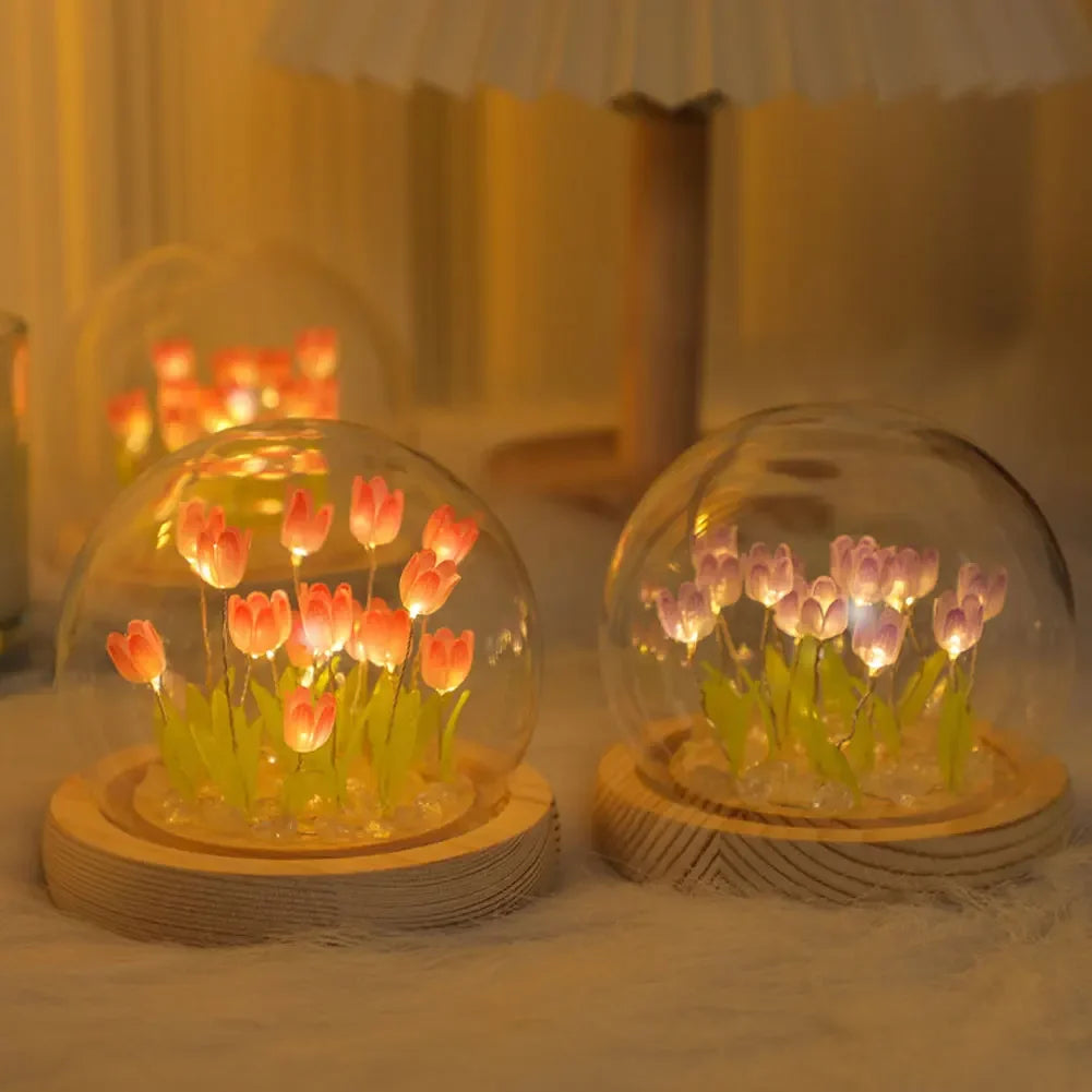 DIY Petites tulipes dans une lampe dôme en verre - CHiCLiKi