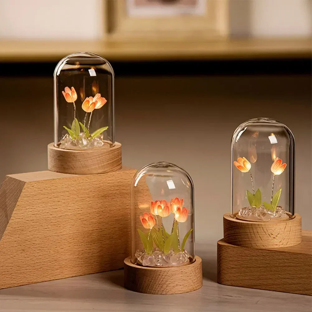 DIY Petites tulipes dans une lampe dôme en verre - CHiCLiKi