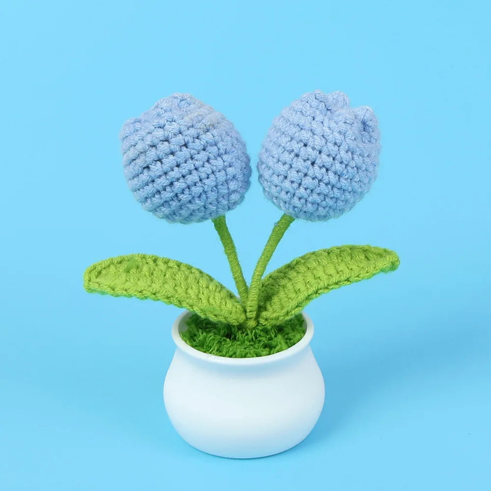 Tulipes en pot au crochet faites main - Mini fleurs au crochet - Décoration florale éternelle et cadeau unique - CHiCLiKi