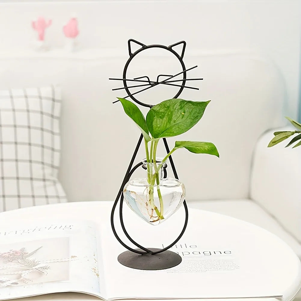 Support pour plante en métal en forme de chat – Décoration d'intérieur élégante et unique - CHiCLiKi