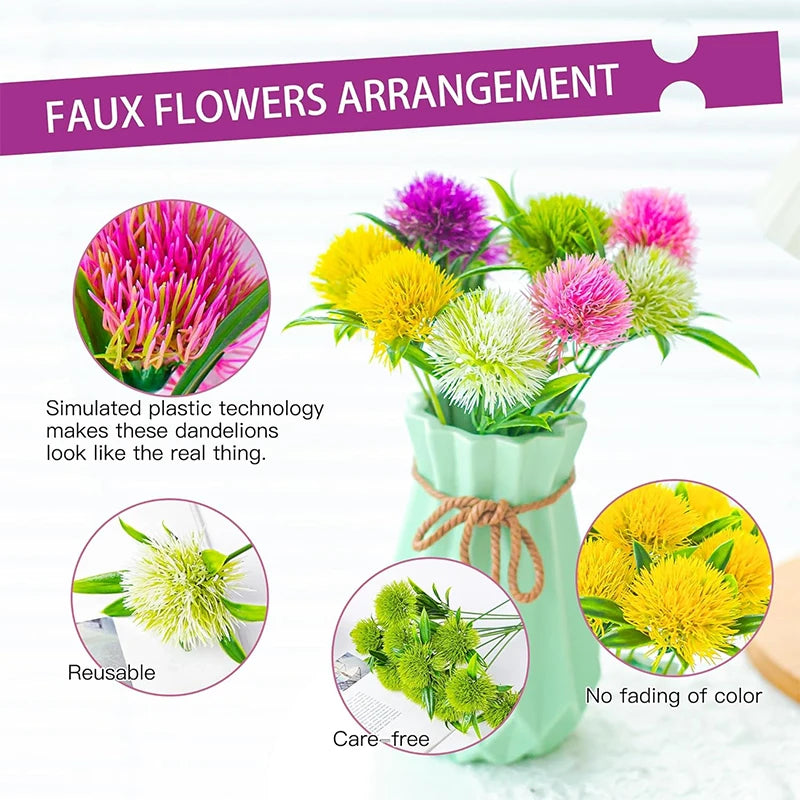 Plantes artificielles, Bouquet de pissenlit, Décorations de mariage, Décorations de table - CHiCLiKi
