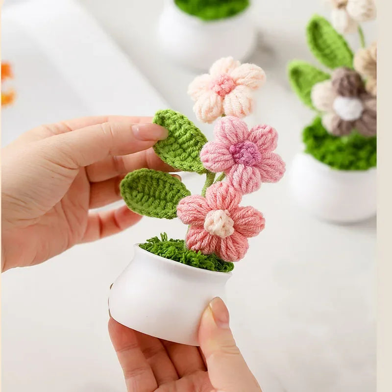 Tulipes en pot au crochet faites main - Mini fleurs au crochet - Décoration florale éternelle et cadeau unique - CHiCLiKi