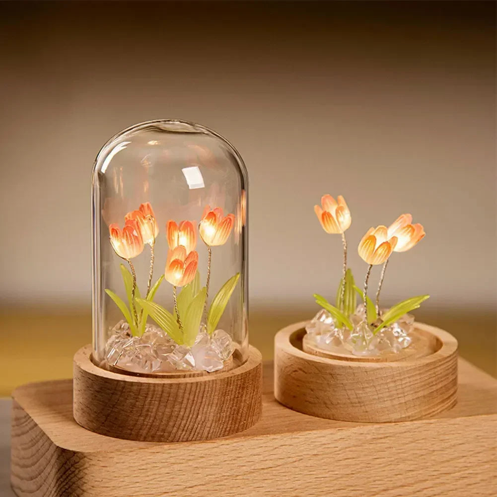 DIY Petites tulipes dans une lampe dôme en verre - CHiCLiKi