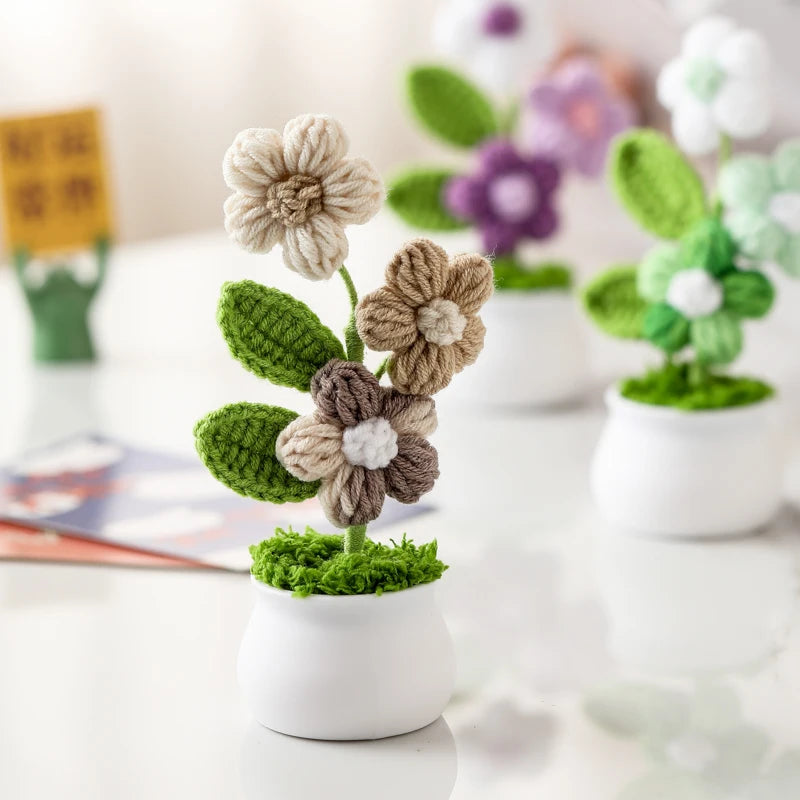 Tulipes en pot au crochet faites main - Mini fleurs au crochet - Décoration florale éternelle et cadeau unique - CHiCLiKi