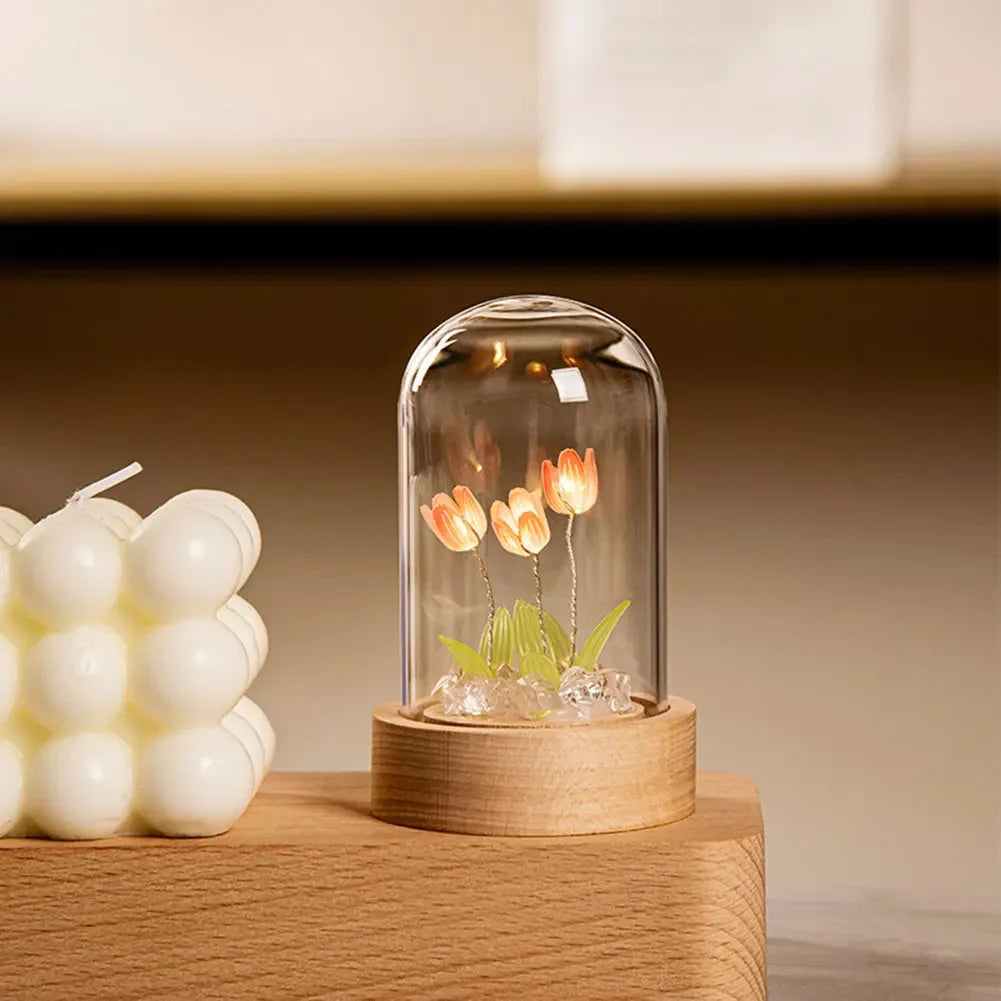 DIY Petites tulipes dans une lampe dôme en verre - CHiCLiKi