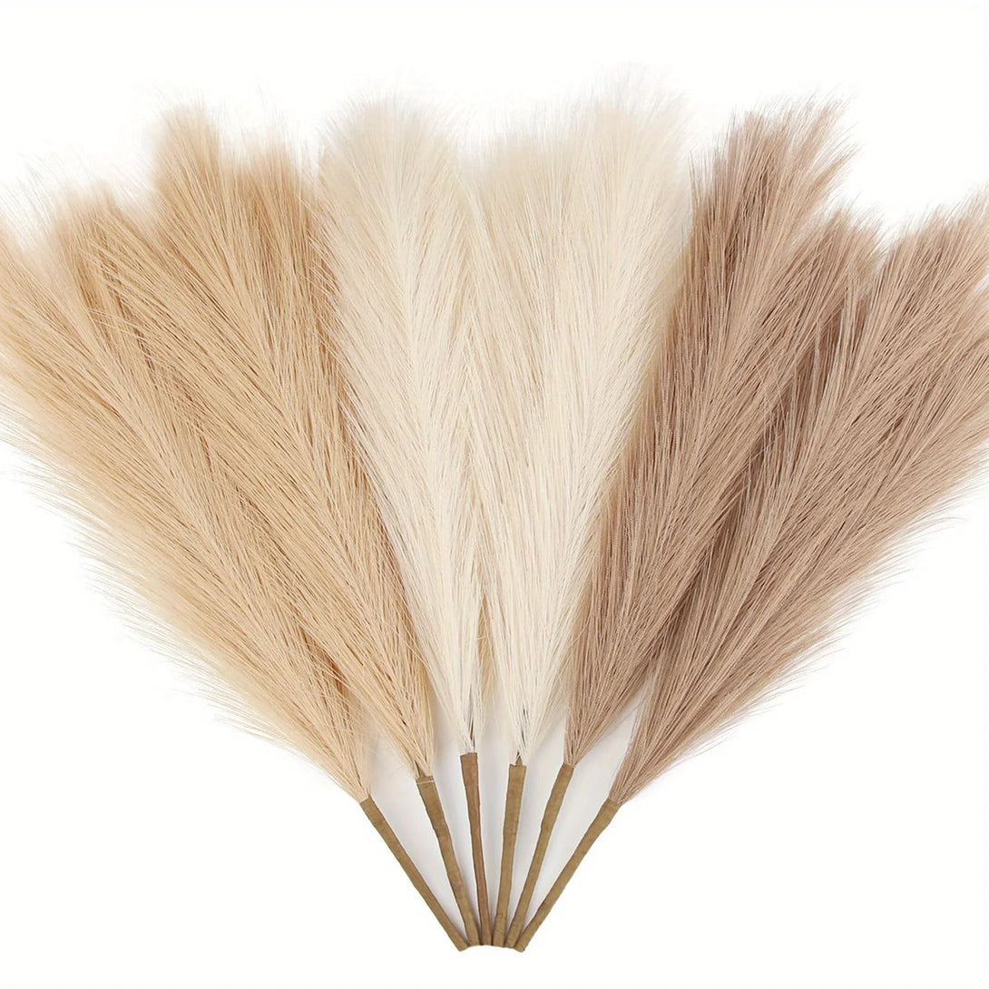 6PCS Artificial Pampas Grass Decor Flowers Fake Plant Reed for DIY Floral Table Arrange Flower Wedding Home Christmas Decoration - CHiCLiKi