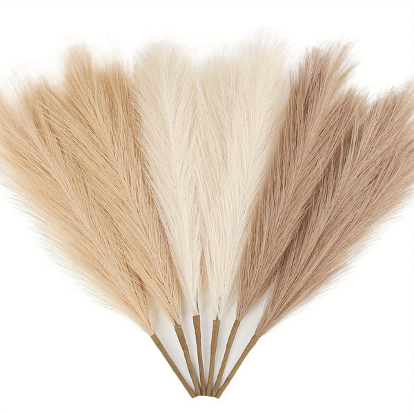 6PCS Artificial Pampas Grass Decor Flowers Fake Plant Reed for DIY Floral Table Arrange Flower Wedding Home Christmas Decoration - CHiCLiKi