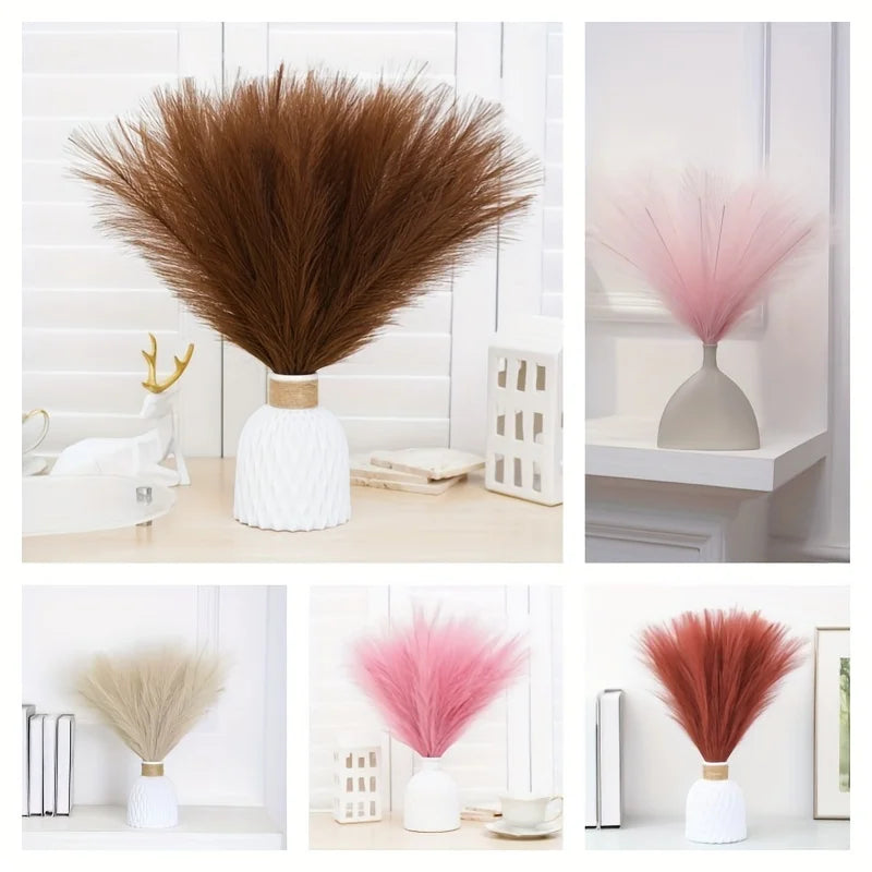 Pampas Plumes Marron Foncé - Plume Décoration Café Marron - Pampas Plumes Décoration - Fleurs Coffee - Décoration Salon - Fleurs Artificielles - CHiCLiKi