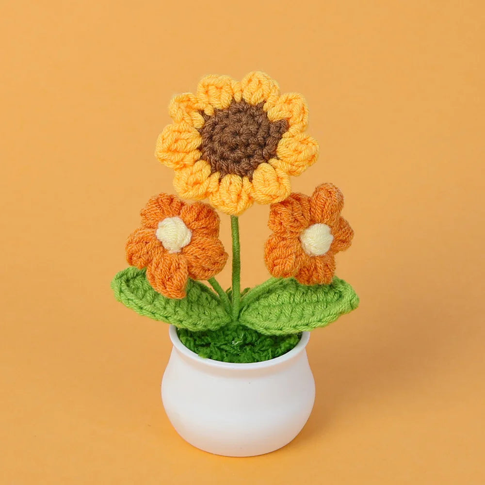 Tulipes en pot au crochet faites main - Mini fleurs au crochet - Décoration florale éternelle et cadeau unique - CHiCLiKi