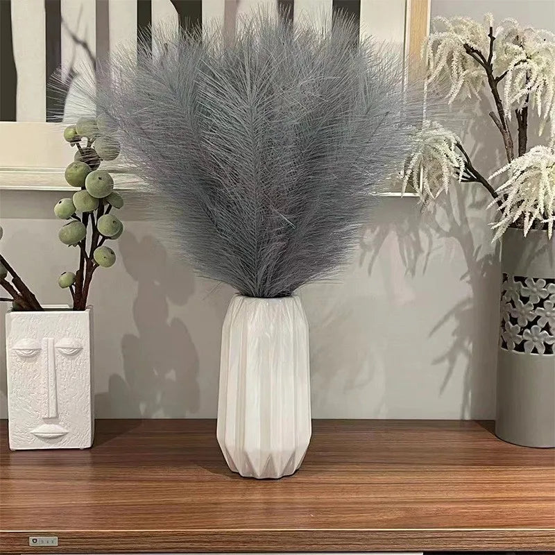 10PCS Artificial Pompous Grass Pompass Branches Fake Fluffy Stems Plants Vase Filler for Home Boho Decor Flower Arrangement - CHiCLiKi
