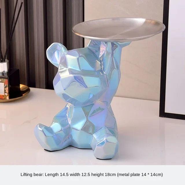 Statue d'ours géométrique avec plateau de rangement cosmétique, - CHiCLiKi
