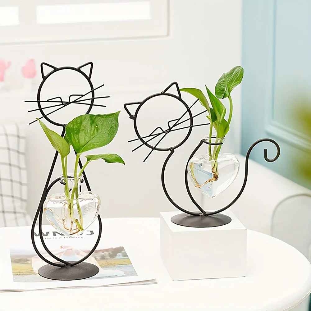 Support pour plante en métal en forme de chat – Décoration d'intérieur élégante et unique - CHiCLiKi