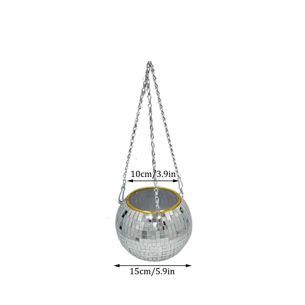Jardinière Boule Disco – Pot de Fleurs Boule à facettes avec chaîne et Corde en macramé, Boule a Facette, Cadeaux Femmes | Décoration d’intérieur - CHiCLiKi