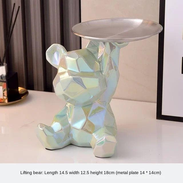 Statue d'ours géométrique avec plateau de rangement cosmétique, - CHiCLiKi