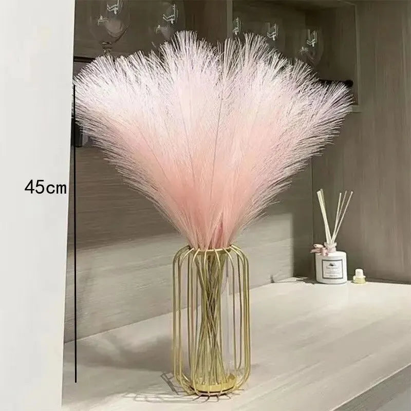 10PCS Artificial Pompous Grass Pompass Branches Fake Fluffy Stems Plants Vase Filler for Home Boho Decor Flower Arrangement - CHiCLiKi