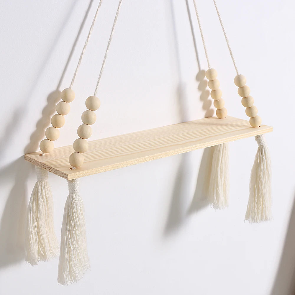 L'Etagère décorative suspendue en bois et macramé - CHiCLiKi