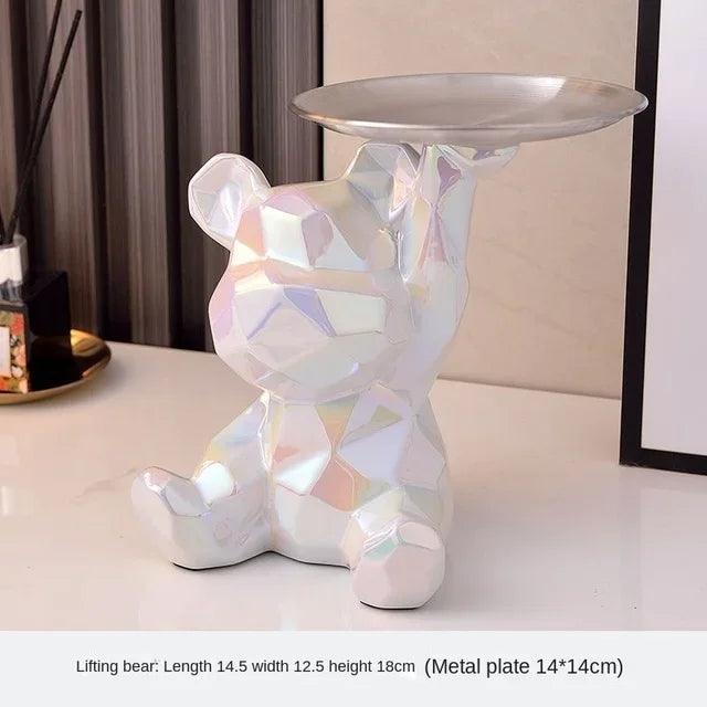 Statue d'ours géométrique avec plateau de rangement cosmétique, - CHiCLiKi