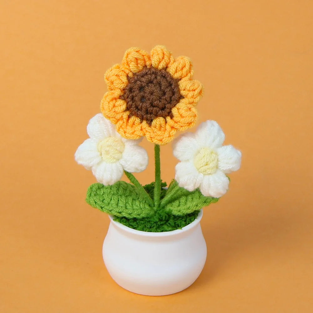 Tulipes en pot au crochet faites main - Mini fleurs au crochet - Décoration florale éternelle et cadeau unique - CHiCLiKi