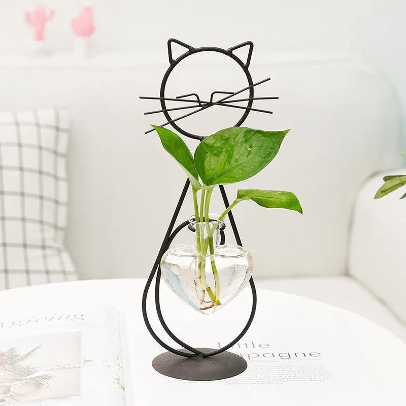 Support pour plante en métal en forme de chat – Décoration d'intérieur élégante et unique - CHiCLiKi