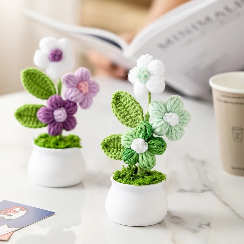 Tulipes en pot au crochet faites main - Mini fleurs au crochet - Décoration florale éternelle et cadeau unique - CHiCLiKi