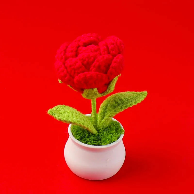 Tulipes en pot au crochet faites main - Mini fleurs au crochet - Décoration florale éternelle et cadeau unique - CHiCLiKi