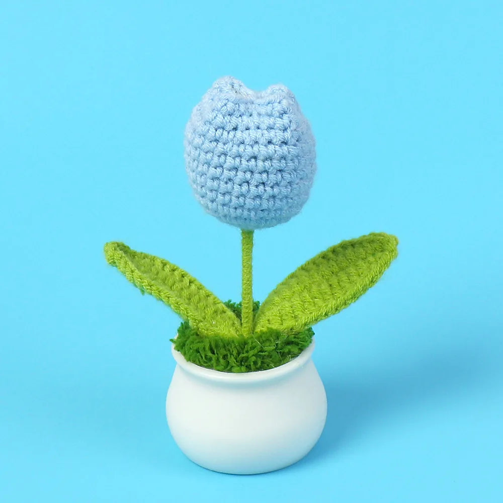 Tulipes en pot au crochet faites main - Mini fleurs au crochet - Décoration florale éternelle et cadeau unique - CHiCLiKi