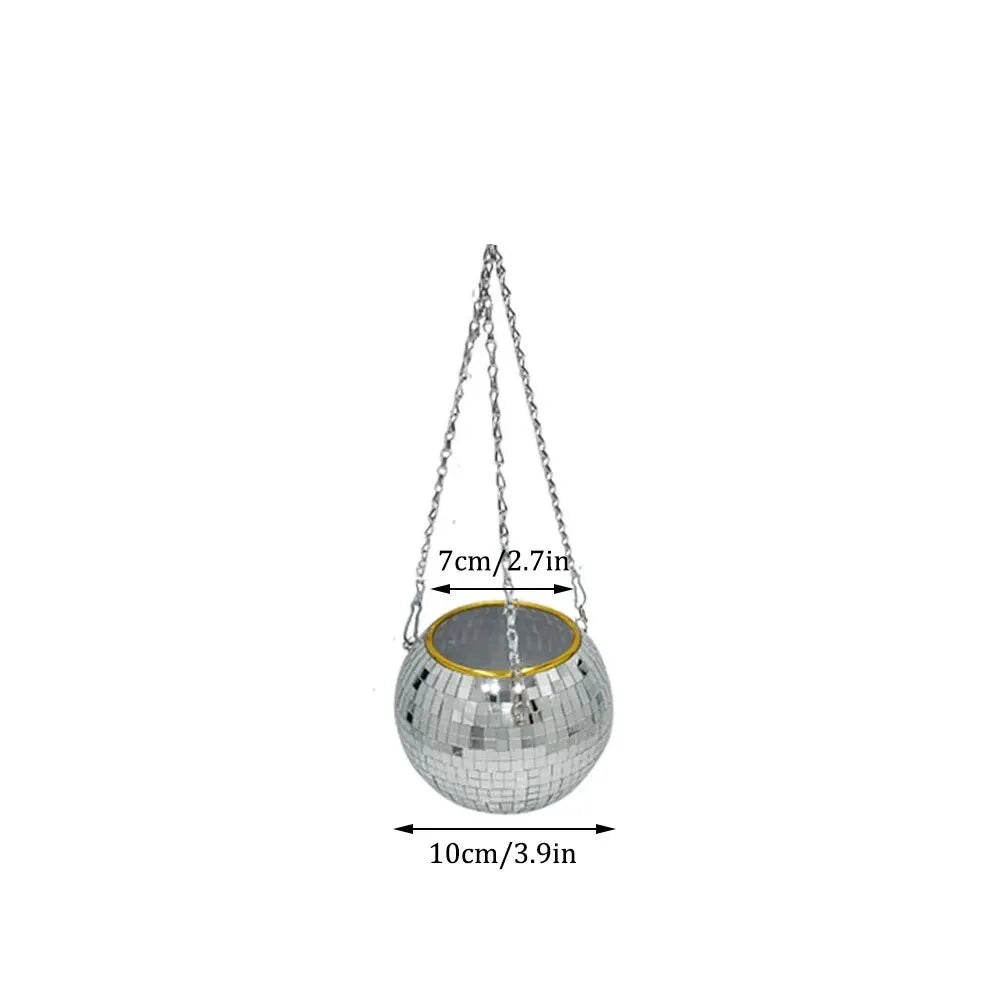 Jardinière Boule Disco – Pot de Fleurs Boule à facettes avec chaîne et Corde en macramé, Boule a Facette, Cadeaux Femmes | Décoration d’intérieur - CHiCLiKi