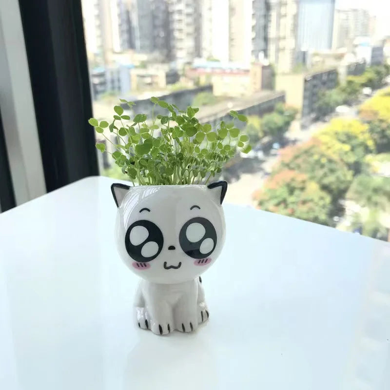 Pot de fleurs en céramique mini chat – Mignon et ludique - CHiCLiKi