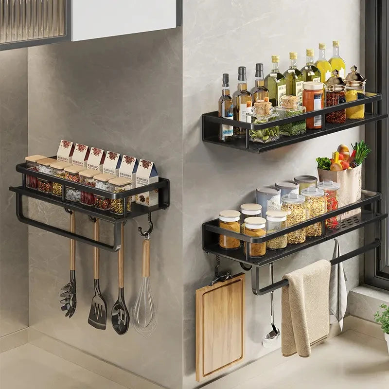 Étagère De Cuisine Étagère De Rangement D’épices Spatule De Cuisine Murale Cuillère Crochet Porte-Serviettes Adapté Cuisine Et Salle De Bain Rangement D’articles - CHiCLiKi