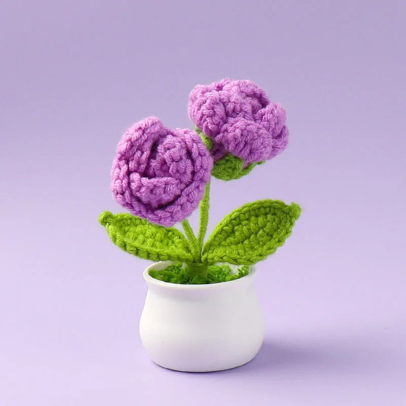 Tulipes en pot au crochet faites main - Mini fleurs au crochet - Décoration florale éternelle et cadeau unique - CHiCLiKi